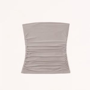 Abercrombie Taupe Soft Matte Seamless Ruched Tube Top